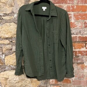 J Crew Green Button-Up Shirt-gauze